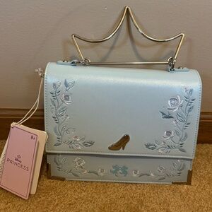 Loungefly Disney Princess Cinderella Shimmer Floral Crossbody Bag Crown Handle